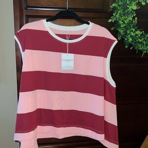 Striped Pink and Red Women's Tank Top
